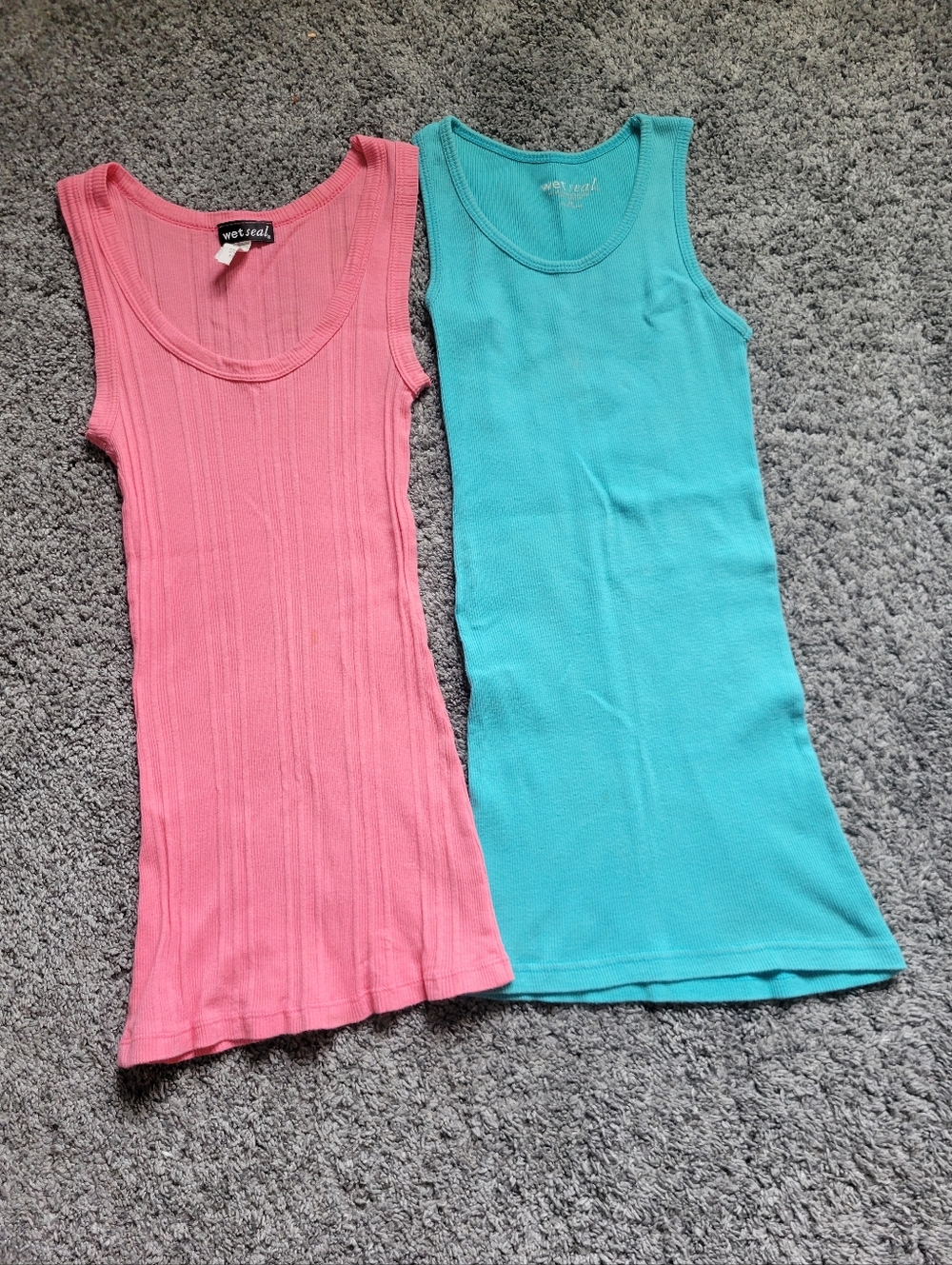Wet Seal Coral and Aqua Ribbed Tank Top Bundle Size Xsm